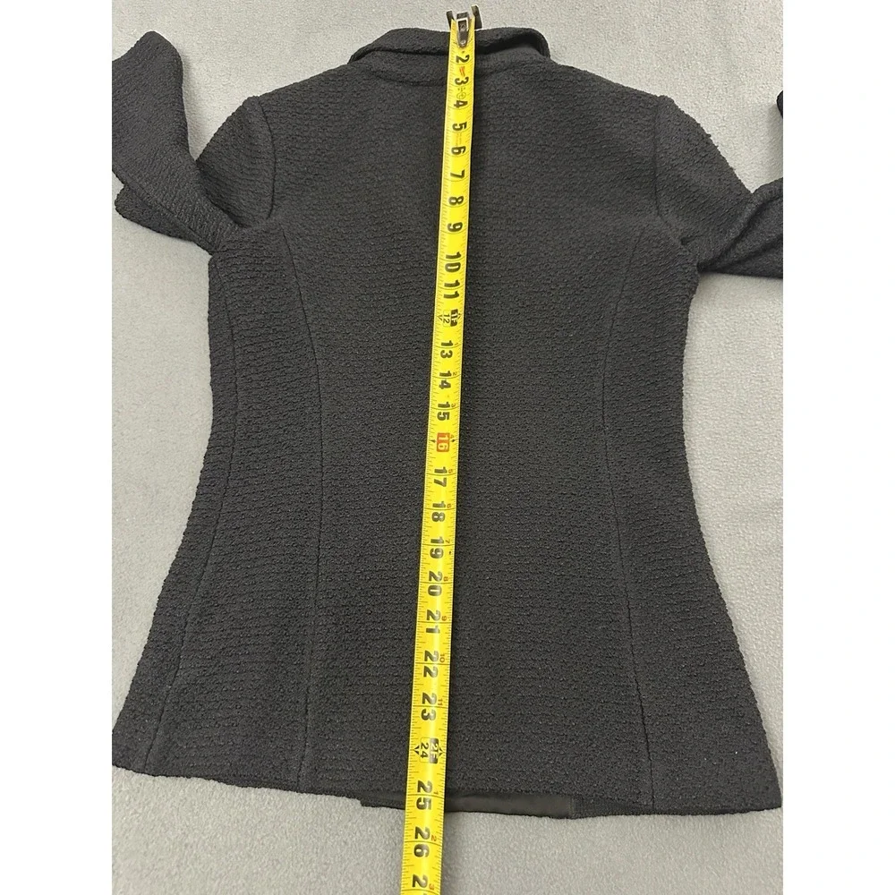 ST JOHN COLLECTION Classic Knit Sweater Blazer Size 0 Black Women Jacket Pockets